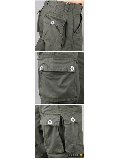 Herren Dicke Baumwollgurtbandhose, Mehrere Taschen, Lockere Passform, Übergröße Freizeit-Arbeitskleidung