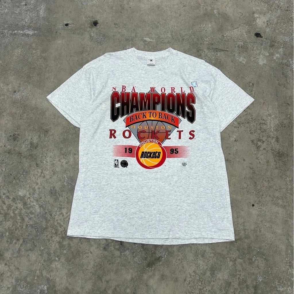Vintage 1995 Houston Rockets Back To Back World Champions T-Shirt Size XL