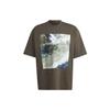 X And Wander Pattern Print Outdoor Sports Loose Round Neck Short Sleeve T-Shirt Unisex Tops Olive-Green HR7143