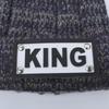 ZHENYUEQI KING Knitted Beanie with Leather Tag