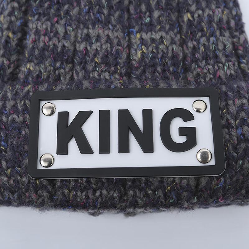 ZHENYUEQI KING Knitted Beanie with Leather Tag