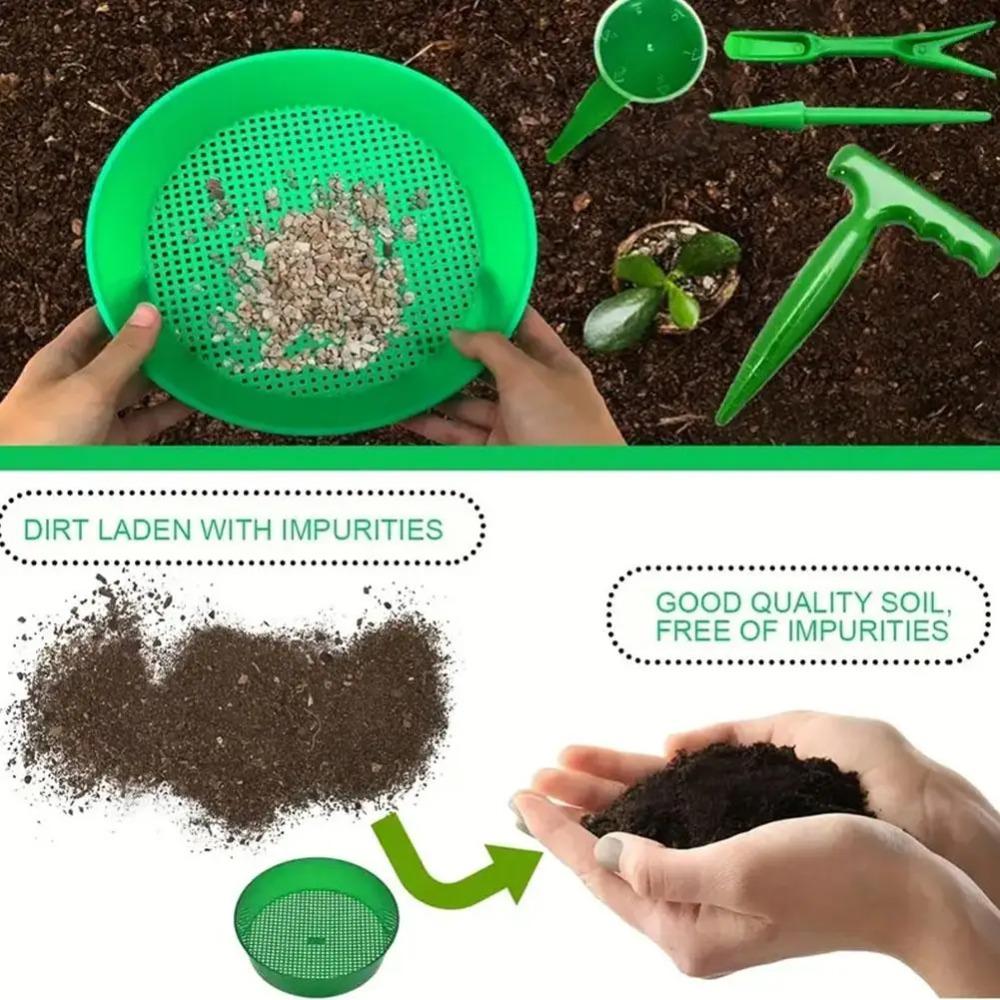 Garden Sieve Soil Sifter, Round Sieve Earth Stone Fine Gardening Tool Home Planting Sieve Screen Garden Soil Filter Net Sifter