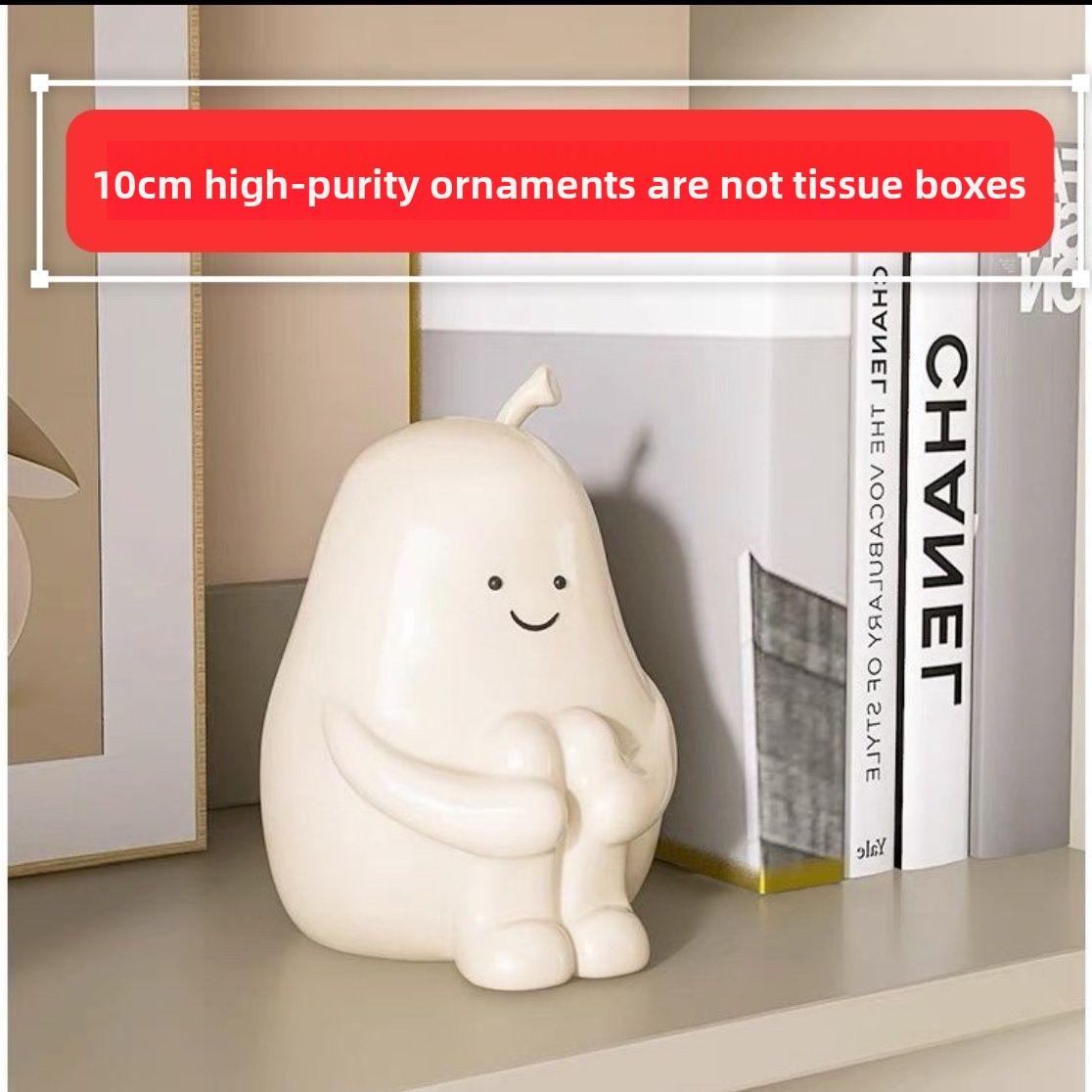 Cute decompression hug pear ceramic tissue box healing pumping paper box, living room cream ins wind ancient paper pumping box