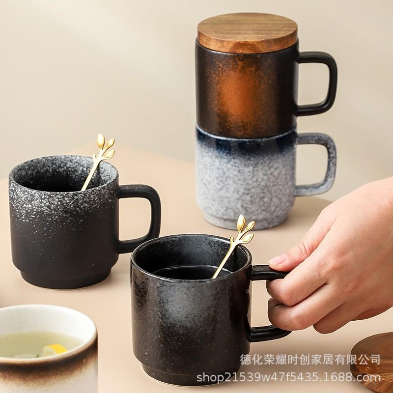 Minimalist Ceramic Mug With Lid Office Student Couple Gift 450ml Porcelain Coffee Cup European Style