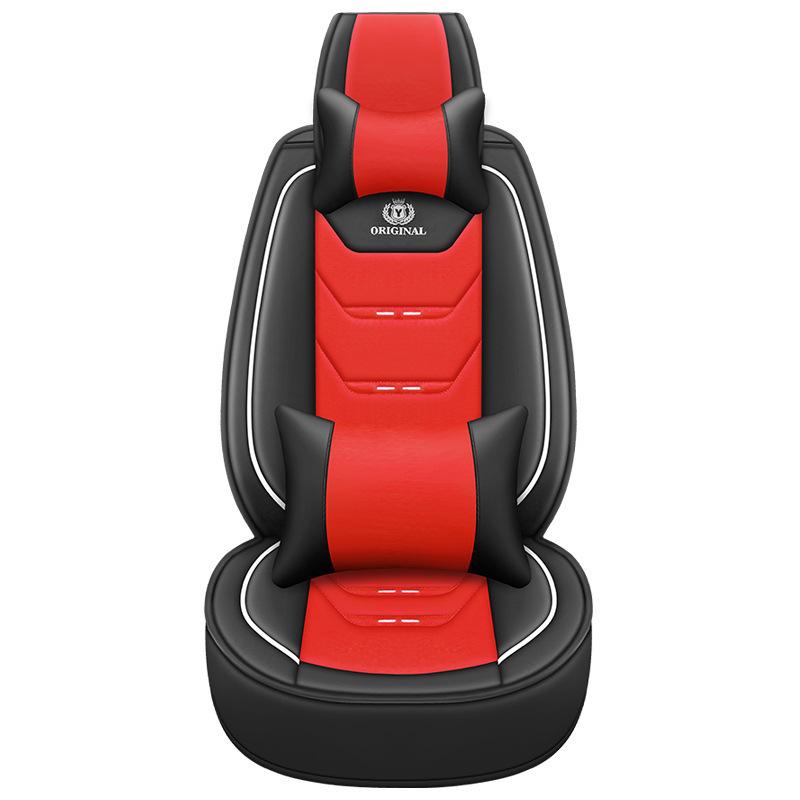 Universal Four-Season Car Seat Cushion Set – Five-Piece Linen & Ice Silk Full Coverage