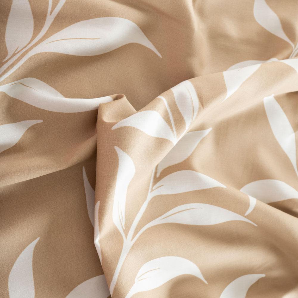 IRMA bedding set 160x200 cm - satin cotton, beige, plant pattern