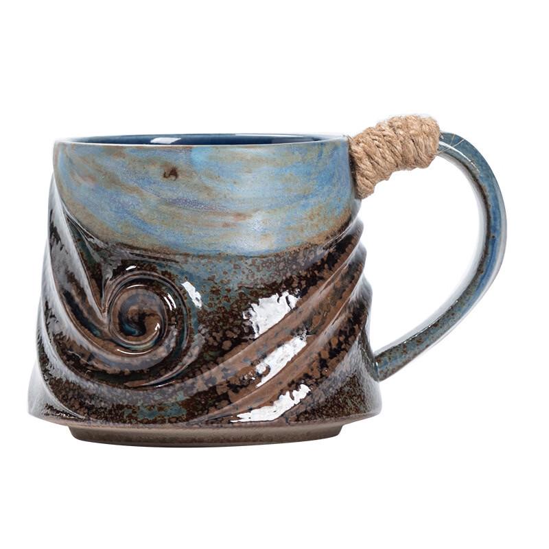 OLOEY Vintage Irregular Ceramic Mug with Rope Handle