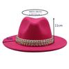 Diamond Pearl Woolen Top Hat Gentleman'S Jazz Hat Flat-Brimmed Cornice Hat