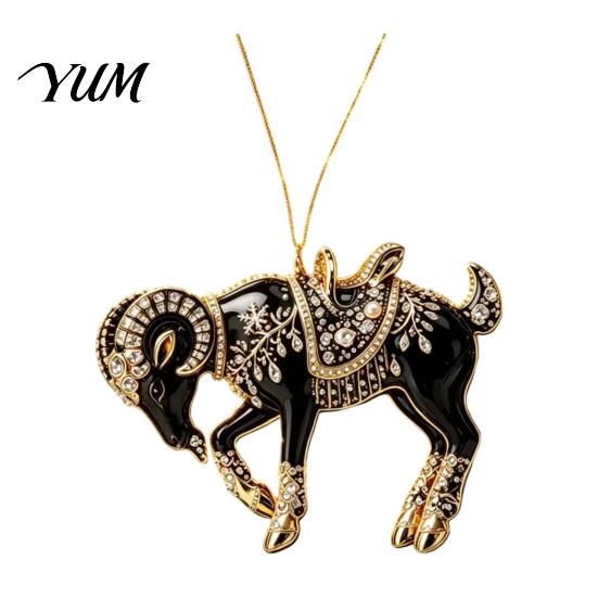 Multiuse Decorative Ornaments for Weddings Black Goat Christmas Tree Hanging Ornament, 2D Acrylic Festive Decor Trees Pendant, Car Accessory