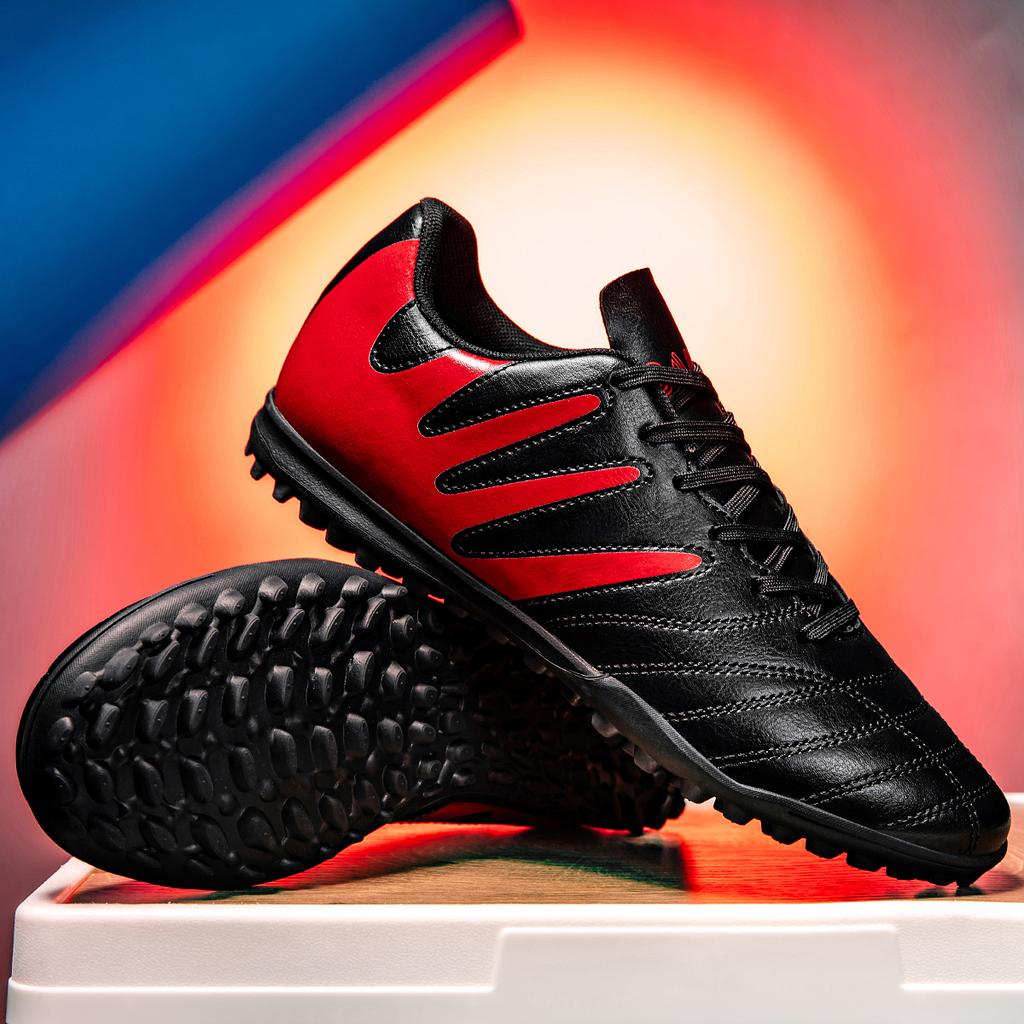 Professional Unisex Soccer Boots PU Woven Upper Rubber TF Studs Non-Slip Wear-Resistant High Grip Sports Shoes