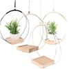 Creative Wooden & Iron Hanging Hydroponic Flower Pot for Balcony & Garden Decoration