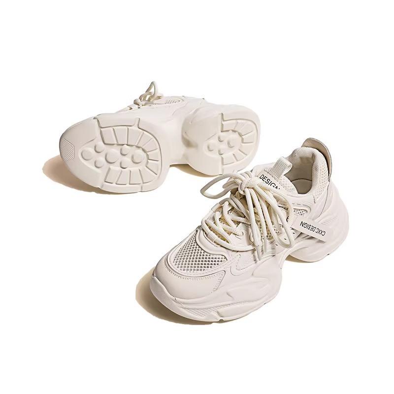 Leather Dad Shoes Children's Spring and Summer New Mesh Breathable Thick Sole Heightening Lightweight Casual Sports Shoes