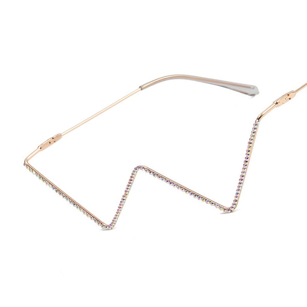 Stylish Sunglasses for Girls Boys Photo Props Travel Hip Hop Half Frame No Lens Rhinestones Glasses W Shape Eyewear