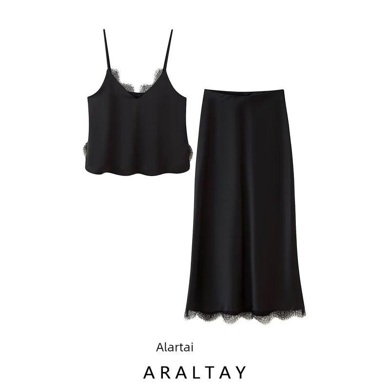Araltay New Arrival Fashion Style Women's Clothing Lace Silk Satin Texture Tops Dress 8351049 2157074