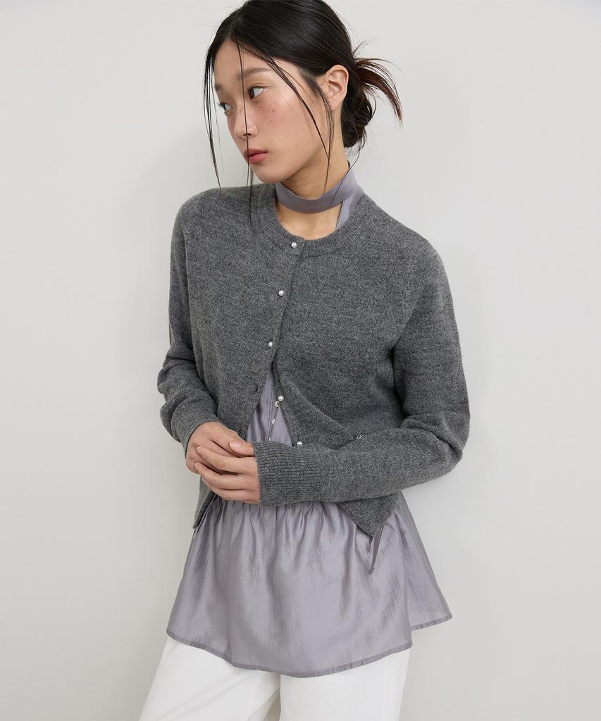 TMAKER Signature Pearl Button Cardigan Gr