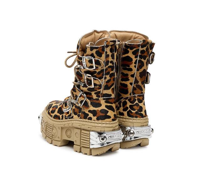 Beige NEW ROCK M-WALL373 Ankle Boots