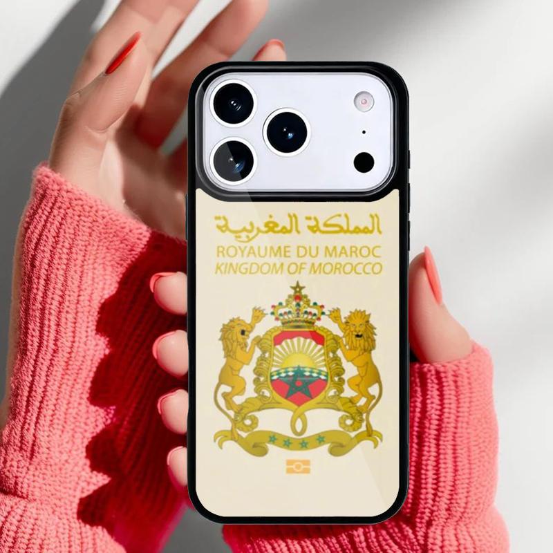 Morocco Flag Passport Phone Case for iPhone 17 Air 16e 15 14 13 Pro Max Back Cover for 12 11 Pro Coque