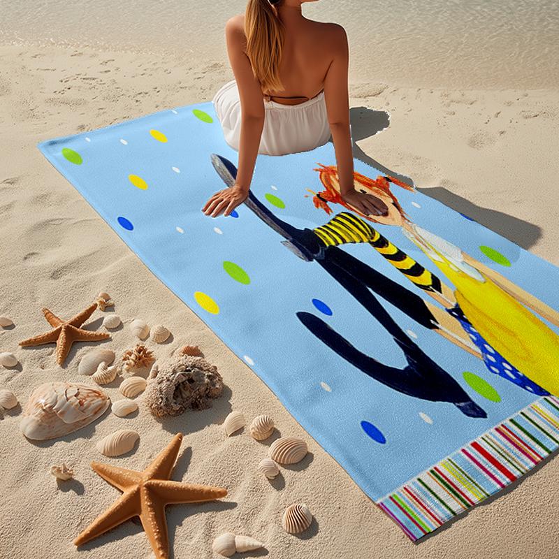 Pi-ppi And Horse Friendship Beach Towel, Super Soft Microfiber, Gift for Her/Him, Birthday, for Pool, Beach, Travel, Home Decor Fan gifts