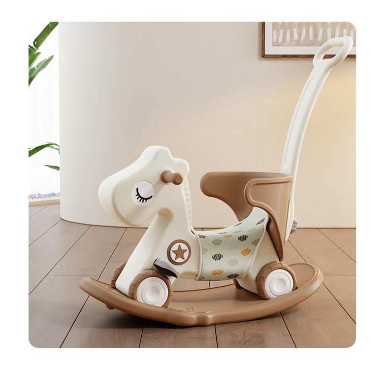 Happy Tree Dual-Use Wooden Rocking Horse & Slider for Infants & Toddlers with Free Shipping
