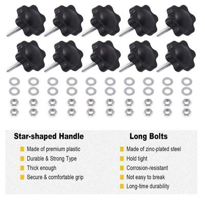 5 Sets M5/M6/M8 Hex Star Knob Male Thread Clamp Knob Screws Hand Tighten Knob Quick Release Replacement Parts with 304 Stainless Steel Hex