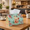 1pc Japanese Tissue Box - Maneki Neko Koi Fish & Blossom Napkin Holder, Suitable for Rolls/Facial Tissues, Compact Storage Organizer for Home, Car, Pa