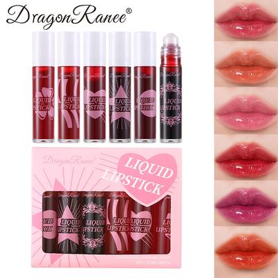 6Pcs/Pack Beaded Lip Glaze Staining Liquid Lipsticks Bright Moisturizing