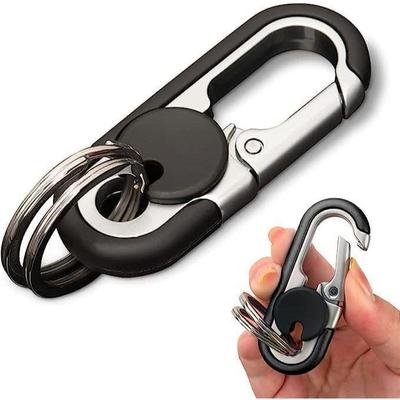 Keychain 5 IN 1 Heavy Duty Dual Metal Ring, Bottle Opener, Mobile Phone Holder,Rotate Spinner - Outdoor Carabiner Portable Key-chain For Bike & Car.
