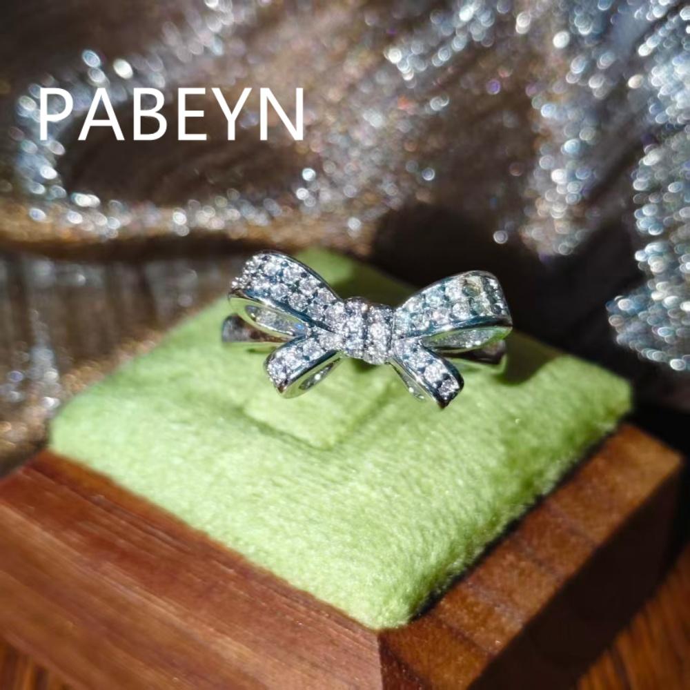 925 Sterling Silver Fashion Light Luxury Premium Bow Zircon Ring Birthday Party Anniversary Wedding Gifts