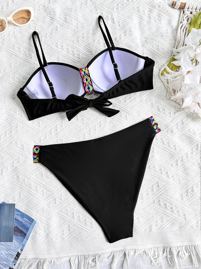 2025 Modern Cross-back Hard Cup Bikini: European & American Style Sexy Split Swimwear