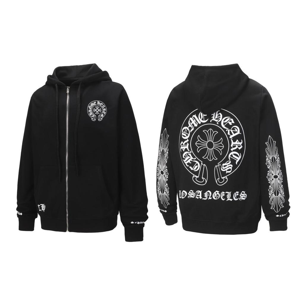 Trendy Chrome Hoof Sanskrit Cross Zipper Hoodie