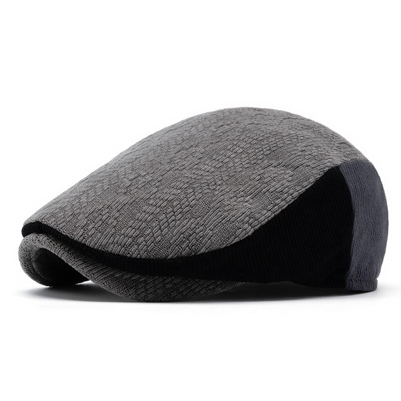 Men's Color Matching Peaked Cap Knitted Wool Beret Autumn Winter British Retro Forward Hat Warm Cap Painter's Hat
