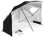 2.4m Dual-Use Outdoor Umbrella Tent with Mesh Window, Portable Beach & Fishing Shelter, Silver-Coated for Sun Protection