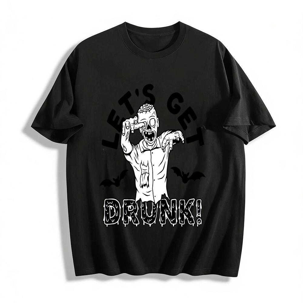 Хэллоуин Смешной Принт Зомби Топ Вечеринка Тема Напитков Футболка Футболка из чистого хлопка XXS