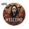 Faux Pearl Painting Arts Halloween Door Sign Kit Ghost Skull Skeleton Cat Welcome Handmade Decoration Crafts for Wall Craft Project