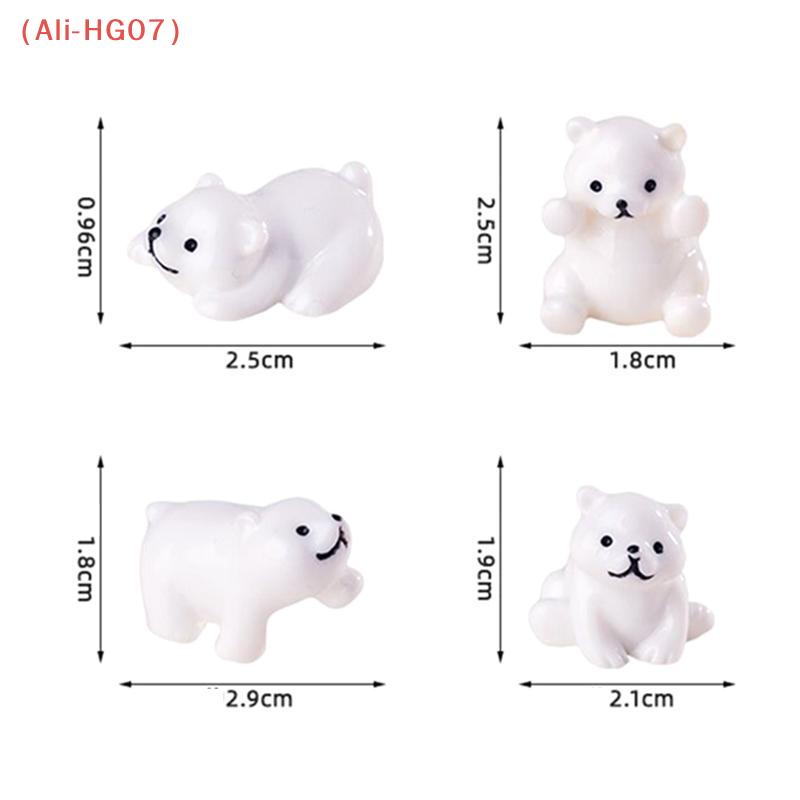 4pcs Miniature Polar Bear Figurines Resin Crafted Handicraft Simulation DIY Aquarium Landscape Dollhouse Decor Bonsai Ornaments