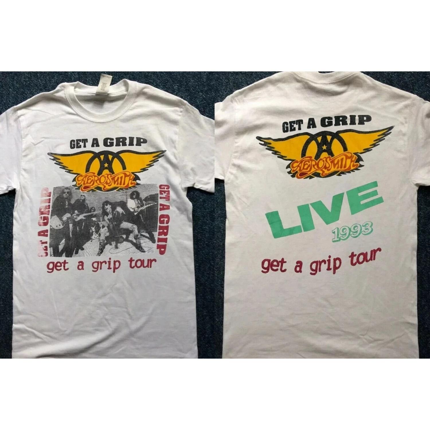 

Aerosmith 1993 Tour White Short Sleeve Double Sided Pure Cotton Unisex T-shirt Retro Commemorative Gift Short Sleeve S чёрный
