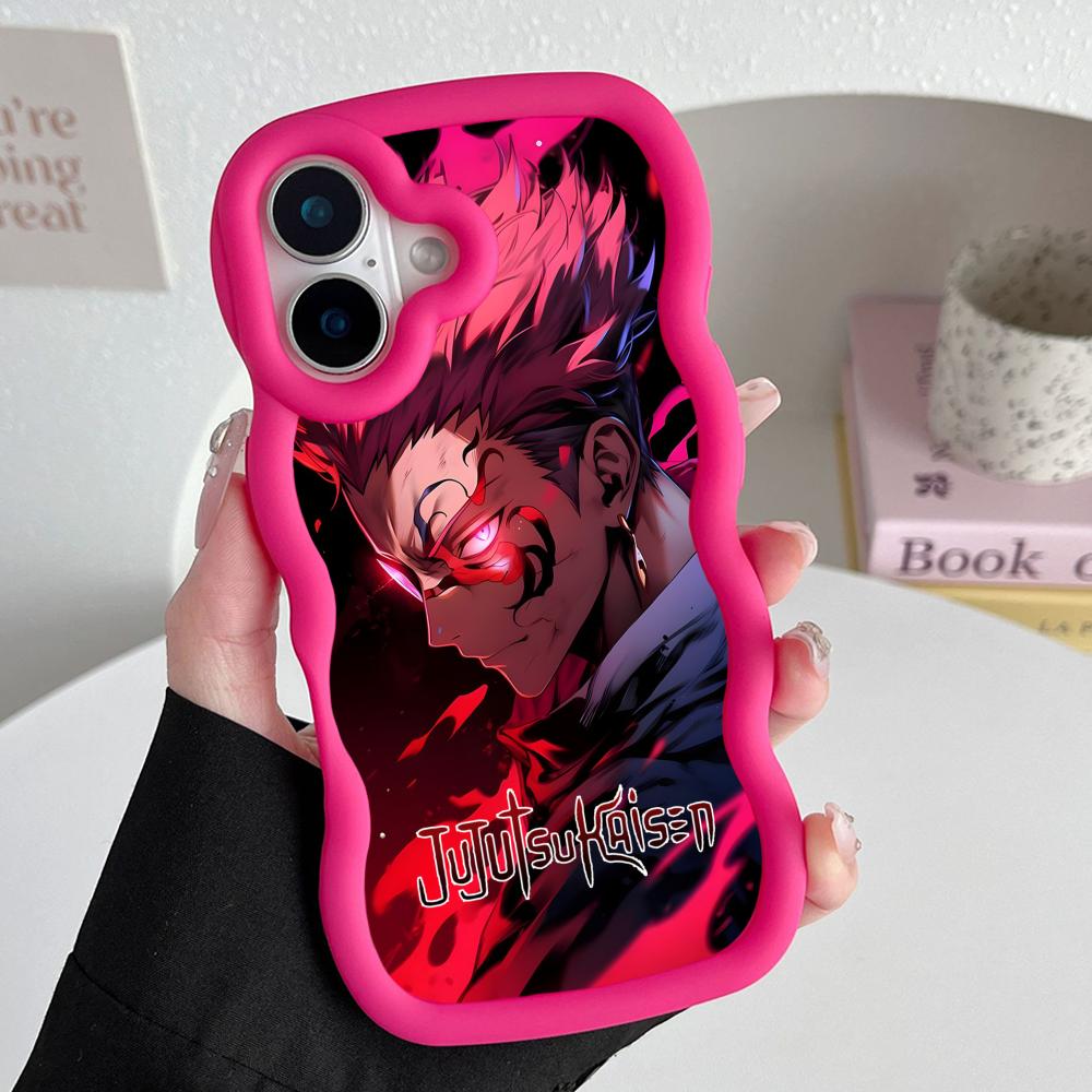 Jujutsu Kaisen Sukuna Mobile Phone Case for iPhone 17 16 15 14 13 12 11 Air Pro Max Plus Wavy Edge TPU Colorful Cover Luxury