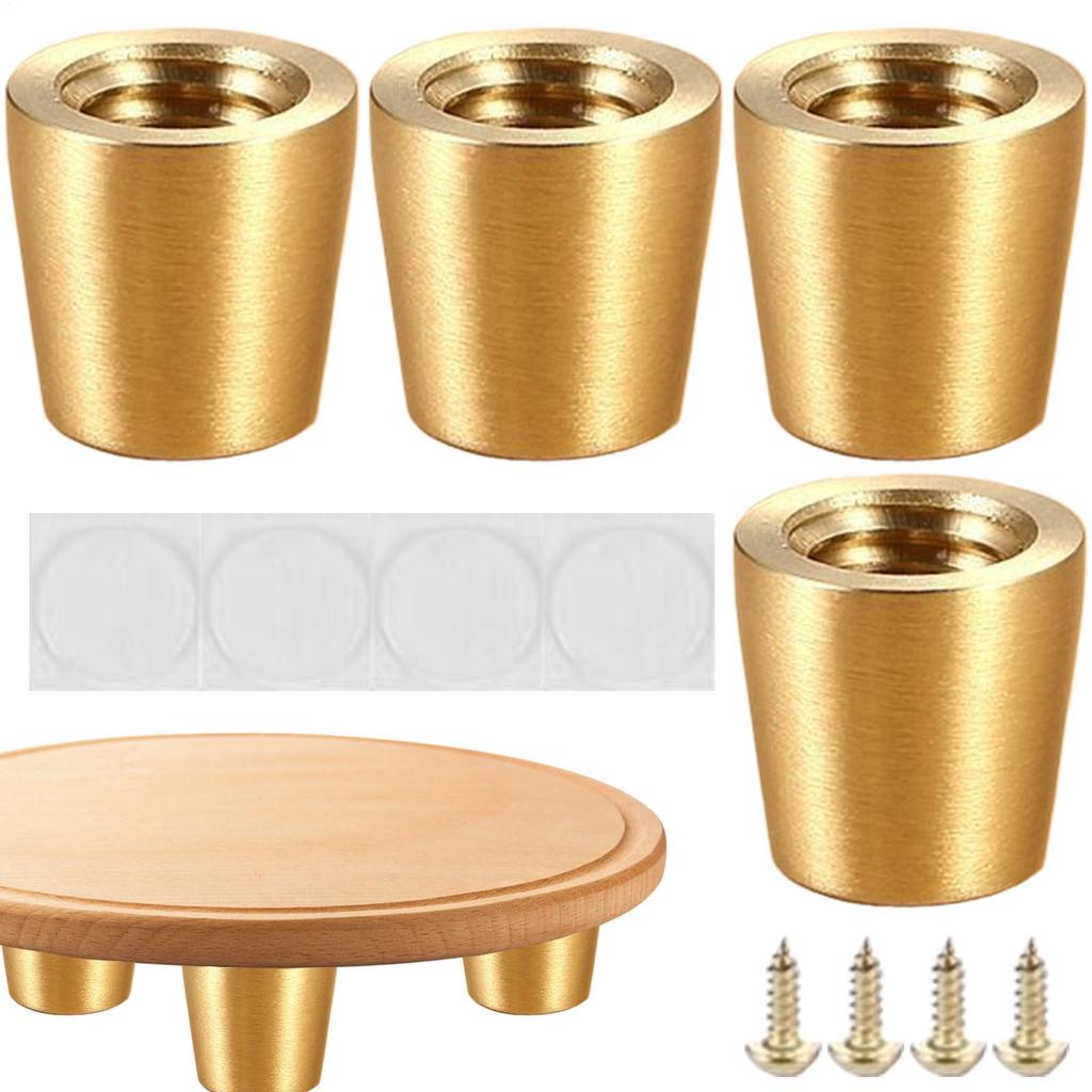 4pcs Furniture Legs Set Sofa Replacement Legs Copper Wood Conical Ornament Non-Slip Furniture Feet For Bed Nightstand Dresser