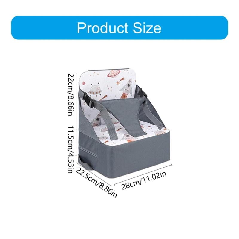 Cestovní podložka na dětskou sedačku, skládací polštářek na jídelní židličku s více ochrannými pásy pro jídelní židle