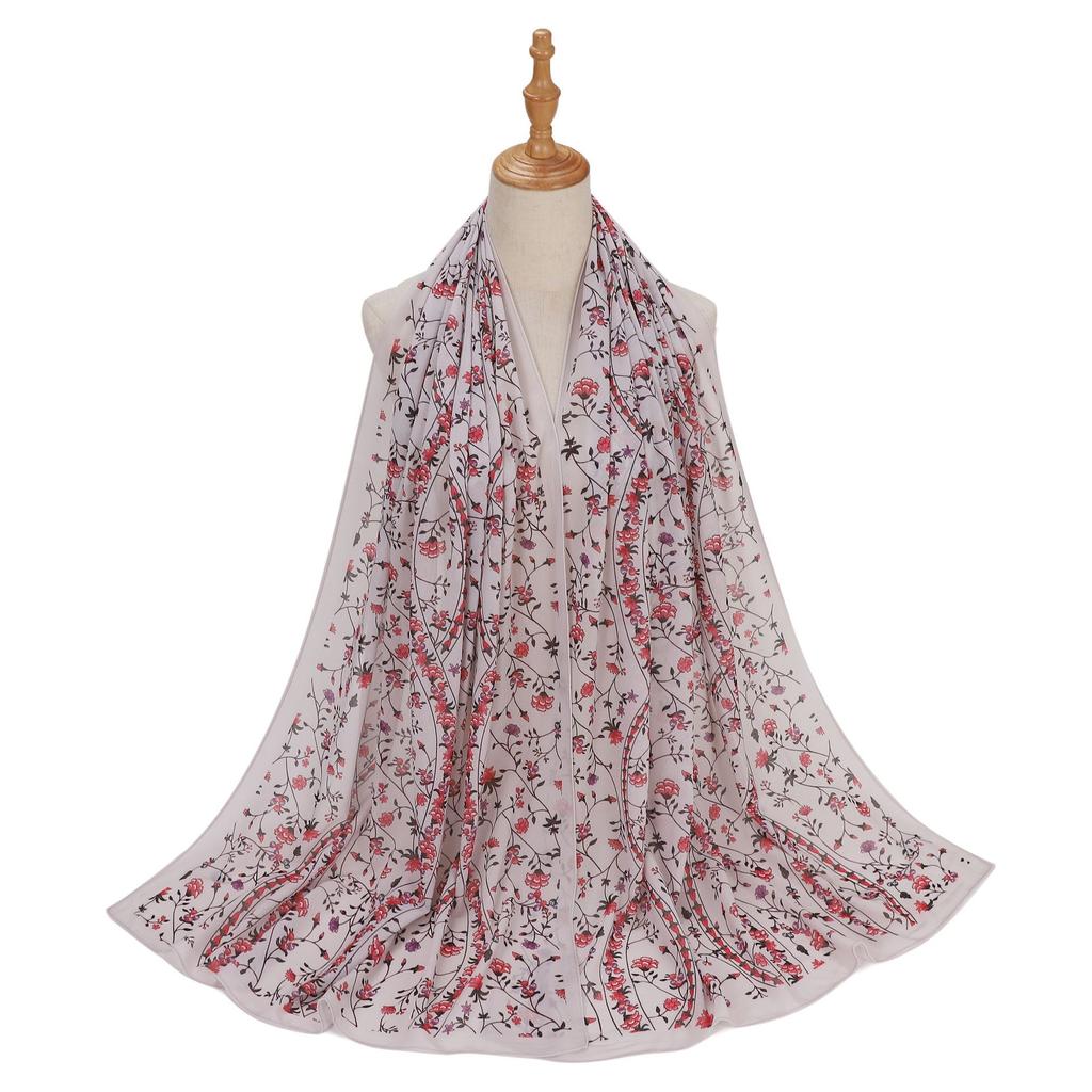 New Designs Printed Hijab Chiffon Scarfs For Women Scarves Muslim Fashion Turbans Malaysian Muslim Hijabs Wraps Ramadan Turban