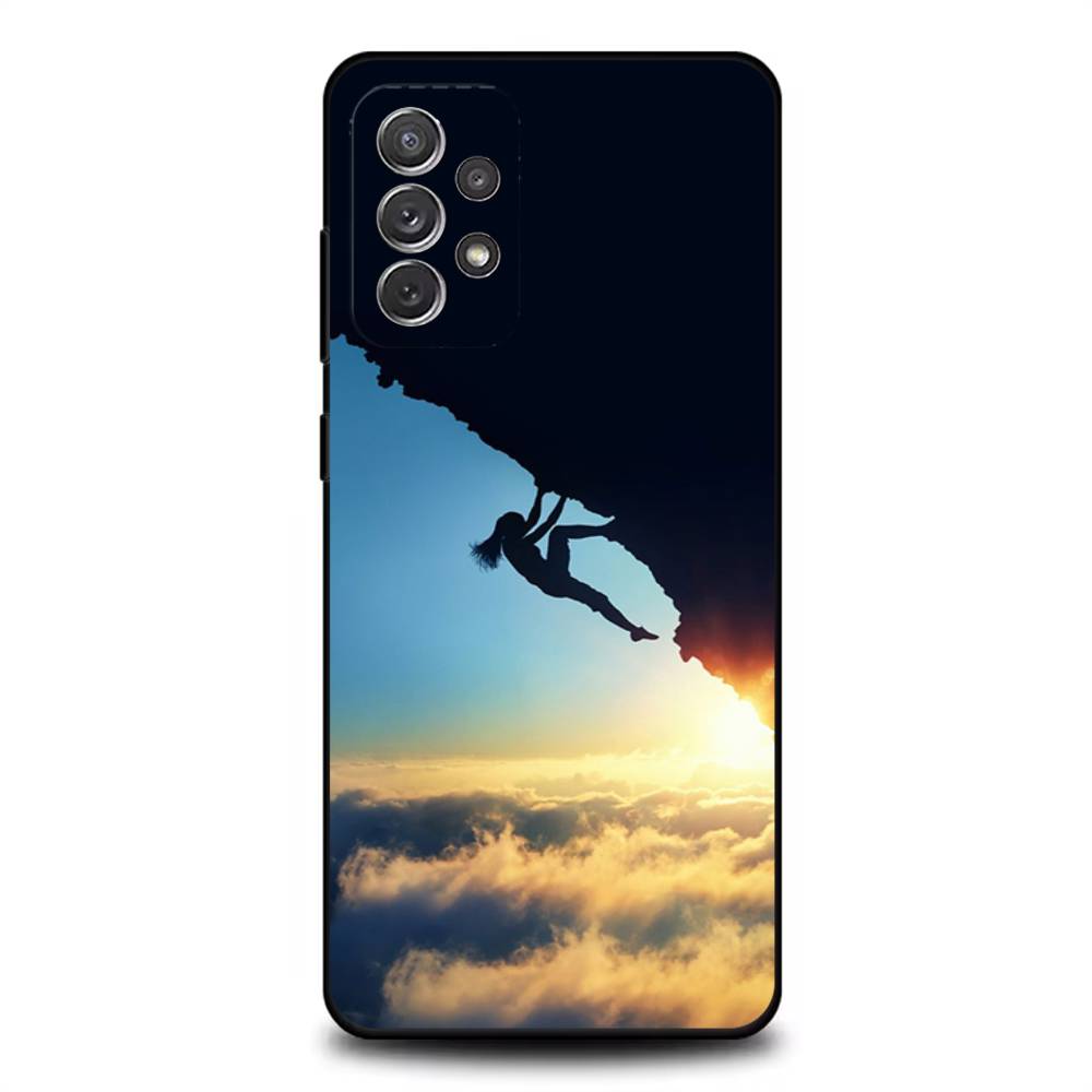 Rock Climbing Wall Phone Case For Samsung S 25,24,23,22,30,21,10,9,Ultra,Plus,Lite,FE,4,5G Black Soft Case