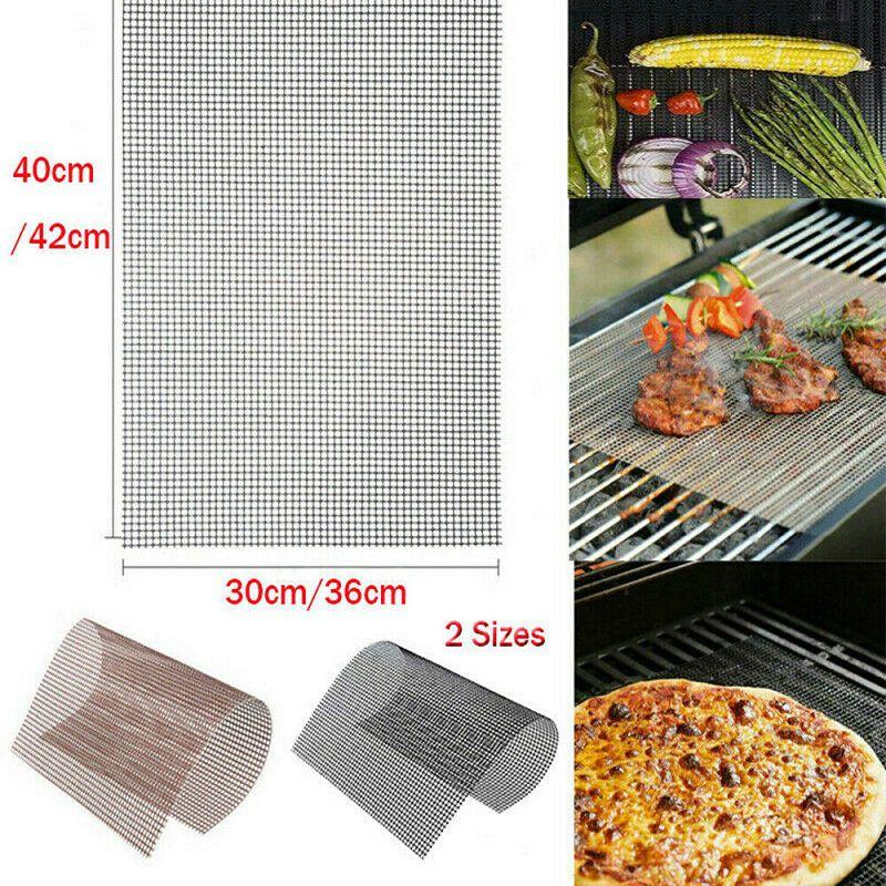 5pcs Bbq Grill Mesh Nonstick Mat Reusable Sheet Heat Resistant Baking Cooking