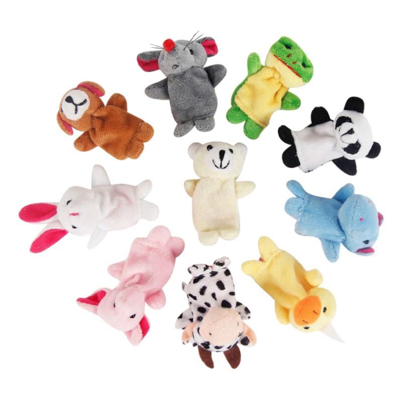

10Pcs Velvet Cute Animal Finger Puppets Panda Rabbit Elephant Party Favors Gift 11cm-30cm білий