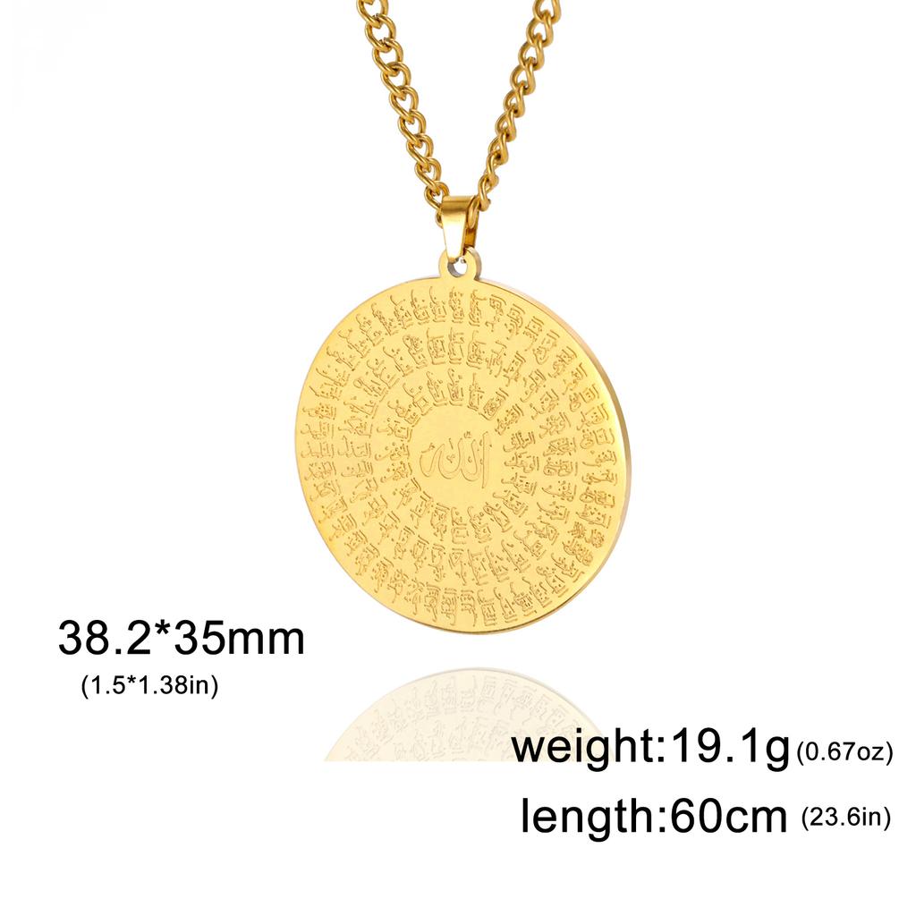 Jeshayuan Allah Name Pendant Necklace For Men Arabian Calligraphy Stainless Steel Religious Amulet Lucky Jewelry Gift