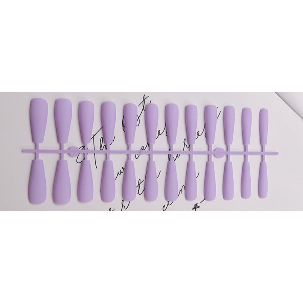24pcs/set DIY Quick Nails Lengthened Ballet Matte T-shaped False Nails Multi-color Strips Finished Wear Manicure