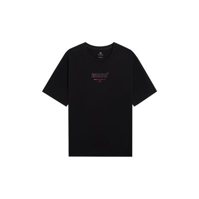 Wade Series Einfarbig Buchstabenaufdruck Rundhals Pullover T-Shirt Unisex Oberteile Schwarz AHST021-1