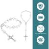 2PCS Car Rose Rosary for Rearview Mirror, Cross Blessing Rear View Mirror Hanging Decors, Auto Interior Hanging Accessories for SUV, Sedan, Truck