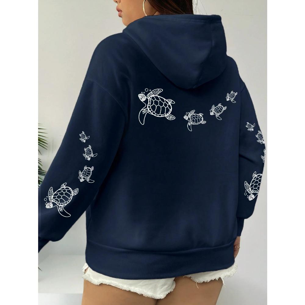 

Creative Turtle Swimming Prints Women Clothing Hoodie Sport Tops Comfortable Sportswears Trendy Clothes S