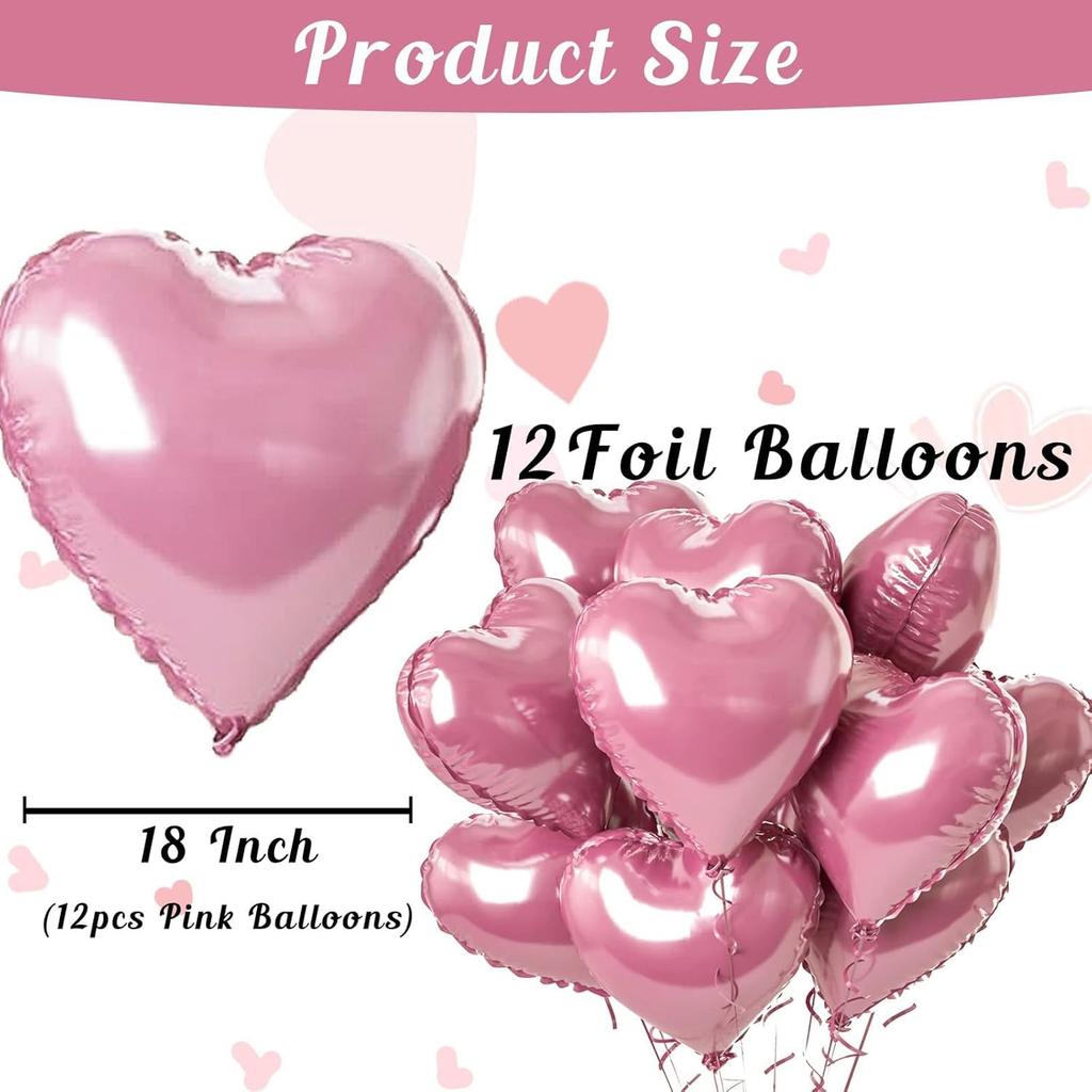 5/10 st 18 tum Rosa Kärlekshjärta Form Folieballonger Bröllopsdekoration Födelsedagskalas Gåva Hemrumsinredning DIY Aluminium Luftballonger