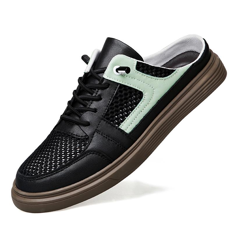 

Новые дышащие полутапочки мужские мокасины мужские тапочки с выемками новые модные туфли-лодочки мужские дышащие туфли без застежек Muller 45 чёрный